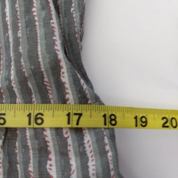 Voloshin Striped Embroidered Detail Shift Midi Dress Linen Cotton Blend Sz Large - Picture 15 of 15